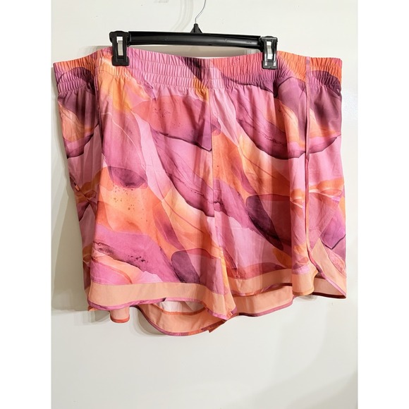 Womens Plus Size Athleta Printed Mesh Racer Run Shorts‎ 3x Pink Purple Orange - Picture 1 of 8